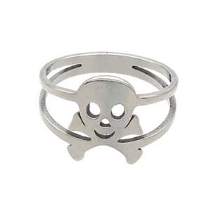 Raw Stainless Steel Skull Rings, approx 10-13mm, 18mm dia