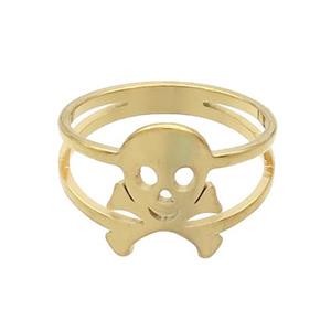 Stainless Steel Skull Rings Gold Plated, approx 10-13mm, 18mm dia