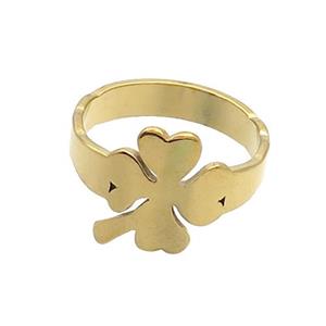 Stainless Steel Clover Rings Gold Plated, approx 13mm, 18mm dia