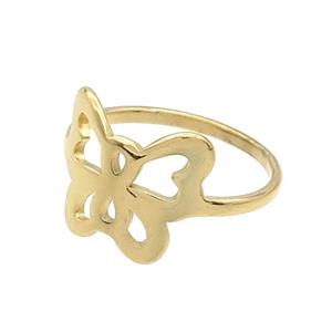 Stainless Steel Rings Butterfly Gold Plated, approx 12-14mm, 18mm dia