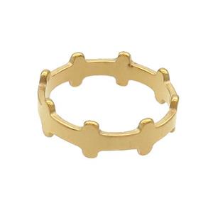 Stainless Steel Rings Crosses Gold Plated, approx 5.5mm, 18mm dia