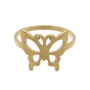 Stainless Steel Rings Butterfly Gold Plated, approx 13-14mm, 18mm dia