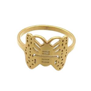 Stainless Steel Butterfly Rings Gold Plated, approx 12-13mm, 18mm dia