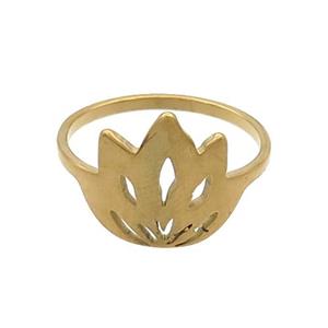 Stainless Steel Lotus Rings Gold Plated Flower, approx 12-14mm, 18mm dia