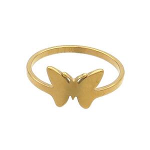 Stainless Steel Butterfly Rings Gold Plated, approx 8-10mm, 18mm dia