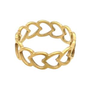 Stainless Steel Heart Rings Gold Plated, approx 6mm, 18mm dia
