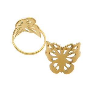 Stainless Steel Rings Butterfly Gold Plated, approx 17mm, 18mm dia
