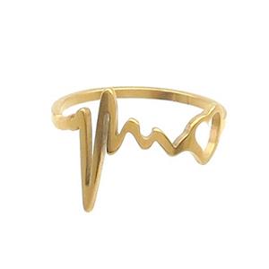 Stainless Steel Rings Heartbeat Gold Plated, approx 4-14mm, 18mm dia