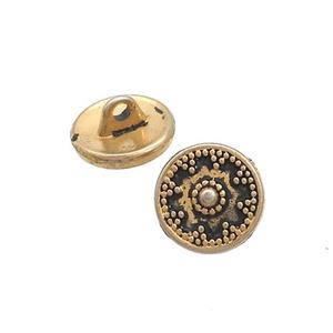 Stainless Steel Button Beads Gold Plated, approx 12.5mm