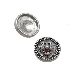 Stainless Steel Button Beads Lion Antiuqe Silver, approx 15.5mm