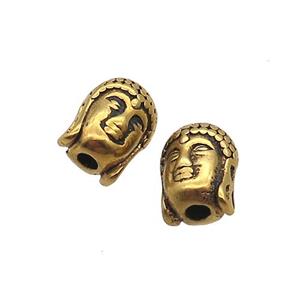 Stainless Steel Buddha Beads Large Hole Antique Gold, approx 9-11mm, 2mm hole