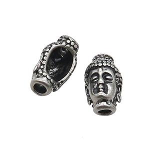Stainless Steel Buddha Beads Large Hole Antique Silver, approx 9-16mm, 2.5mm hole