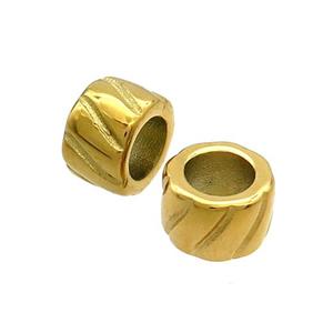 Stainless Steel Tube Beads Large Hole Gold Plated, approx 11mm, 7mm hole