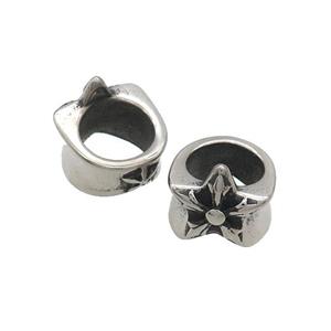 Stainless Steel Beads Star Large Hole Antique Silver, approx 10-13mm, 8mm hole