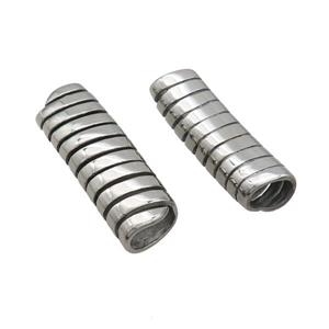 Stainless Steel Tube Beads Large Hole Antique Silver, approx 15-45mm, 6-11mm hole