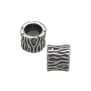 Stainless Steel Tube Beads Large Hole Antique Silver, approx 6-7mm, 5mm hole
