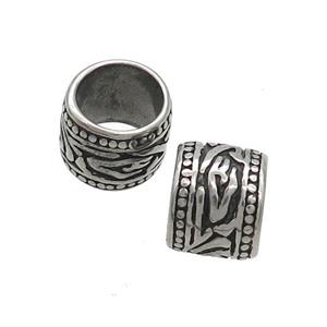 Stainless Steel Column Beads Large Hole Antique Silver, approx 10.5mm, 8mm hole