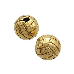 Stainless Steel Round Beads Gold Plated, approx 9.5mm
