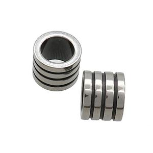 Stainless Steel Column Beads Tube Large Hole Antique Silver, approx 8-10mm, 7mm hole