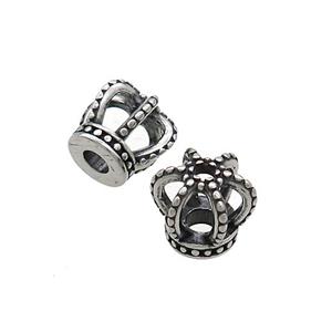 Stainless Steel Crown Beads Antique Silver, approx 8-9.5mm