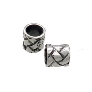 Stainless Steel Tube Beads Column Large Hole Antique Silver, approx 7mm, 5mm hole