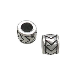 Stainless Steel Tube Beads Large Hole Antique Silver, approx 7mm, 4mm hole