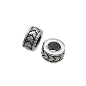 Stainless Steel Rondelle Beads Large Hole Antique Silver, approx 4-7mm, 3.5mm hole