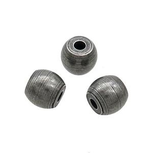 Stainless Steel Barrel Beads Large Hole Black Plated, approx 6-7mm, 2mm hole