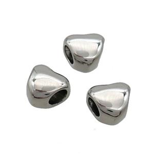 Stainless Steel Heart Beads Large Hole Antique Silver, approx 10-11mm, 4mm hole