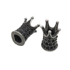 Stainless Steel Crown Beads Pave Rhinestone Antique Black, approx 7-12mm