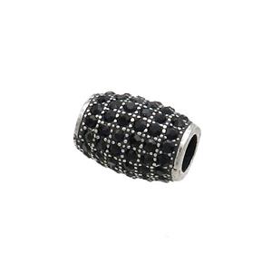 Stainless Steel Rice Beads Pave Rhinestone Antique Silver, approx 9-12.5mm, 4mm hole