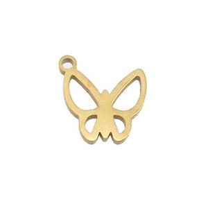 Stainless Steel Butterfly Pendant Gold Plated, approx 10-12mm