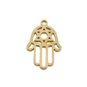 Stainless Steel Hamsahand Charm Pendant Gold Plated, approx 12-16mm