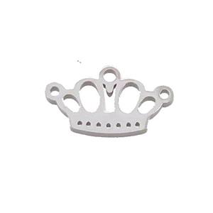 Raw Stainless Steel Crown Charms Pendant 2loops, approx 8-15mm