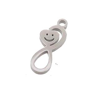 Raw Stainless Steel Infinity Pendant Heart Emoji, approx 6-13mm