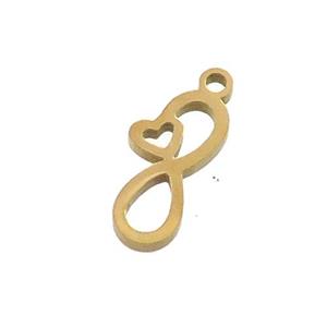 Stainless Steel Infinity Pendant Heart Gold Plated, approx 6.5-13mm