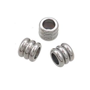 Raw Stainless Steel Tube Bads Large Hole, approx 6-7mm, 4mm hole