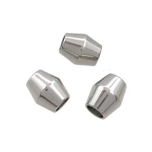 Raw Stainless Steel Bicone Beads Large Hole, approx 7-9mm, 4mm hole