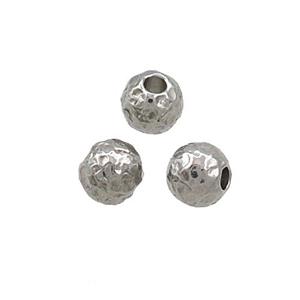 Raw Stainless Steel Round Beads Hammered, approx 5mm