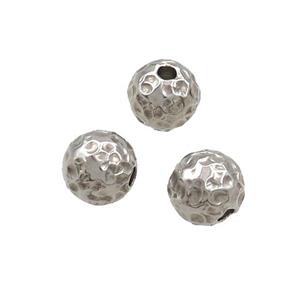 Raw Stainless Steel Round Beads Hammered, approx 8mm