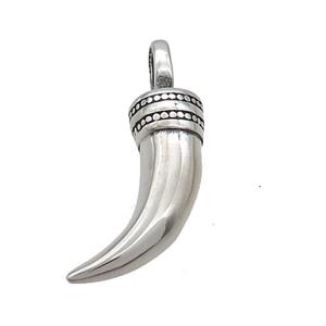 Stainless Steel Horn Charms Pendant Antique Silver, approx 9-30mm