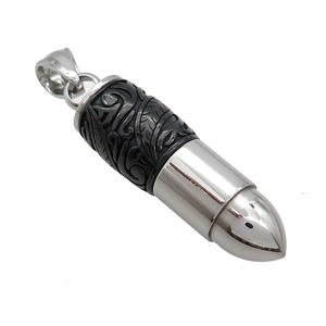 Stainless Steel Bullet Pendant Black Plated, approx 10-35mm