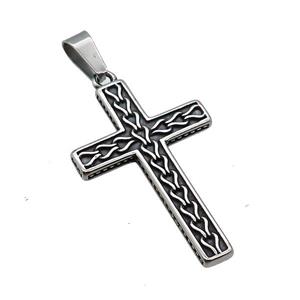 Stainless Steel Cross Pendant Antique Silver, approx 27-42mm