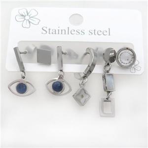 Raw Stainless Steel Earrings Eye, approx 6-10mm, 14mm dia