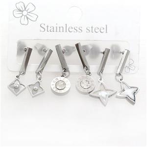 Raw Stainless Steel Earrings Northstar, approx 6-10mm, 14mm dia