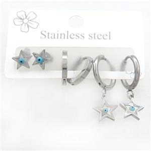 Raw Stainless Steel Earrings Star, approx 6-10mm, 14mm dia