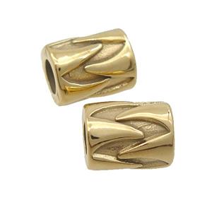 Stainless Steel Tube Beads Large Hole Gold Plated, approx 10-12mm, 5mm hole