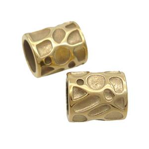 Stainless Steel Tube Beads Column Large Hole Gold Plated, approx 12-13mm, 9mm hole