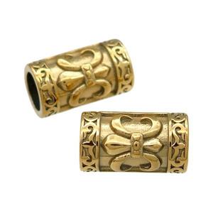 Stainless Steel Column Beads Large Hole Tube Gold Plated, approx 12-20mm, 8mm hole