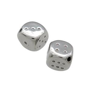 Raw Stainless Steel Dice Beads Cube, approx 9-10mm